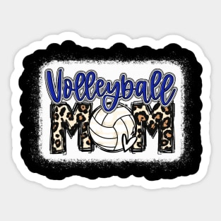 Volleyball Mom Blue Leopard Sticker